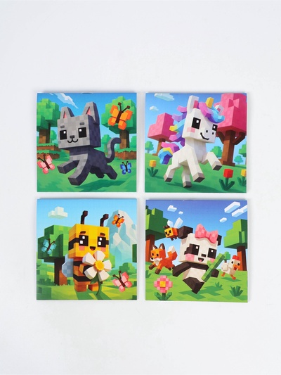 Блокнот 10х10см, 16 л. МИКС "Пиксели"