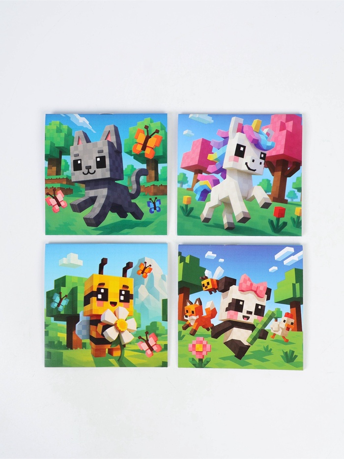 Блокнот 10х10см, 16 л. МИКС "Пиксели" - Фото 1