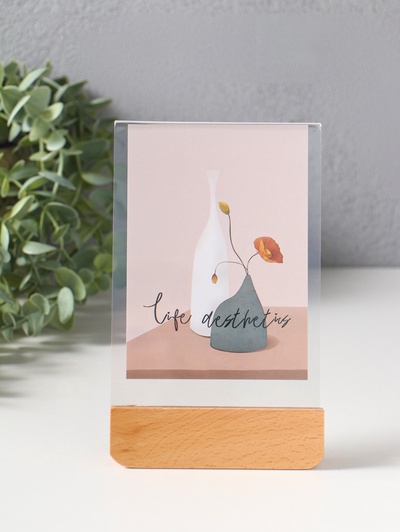 Фоторамка для фото 10×15 см «Синие цветы на белом», дерево, прозрачная, 2×10.5×17 см