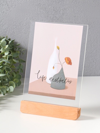 Фоторамка для фото 15×20 см «Синие цветы на белом», дерево, прозрачная, 2×15.5×22 см