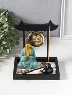 Японский сад камней настольный «Дзен. Будда в бирюзовом у гонга», с подставкой для благовоний и набором аксессуаров, 13.2×15×16 см  (артикул 10961672)  большой выбор товаров оптом и в розницу по низким ценам с доставкой