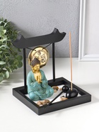 Японский сад камней настольный «Дзен. Будда в бирюзовом у гонга», с подставкой для благовоний и набором аксессуаров, 13.2×15×16 см  (артикул 10961672)  большой выбор товаров оптом и в розницу по низким ценам с доставкой