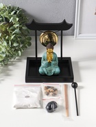 Японский сад камней настольный «Дзен. Будда в бирюзовом у гонга», с подставкой для благовоний и набором аксессуаров, 13.2×15×16 см  (артикул 10961672)  большой выбор товаров оптом и в розницу по низким ценам с доставкой