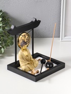 Японский сад камней настольный «Дзен. Будда в кремовом у гонга», с подставкой для благовоний и набором аксессуаров, 13.2×15×16 см  (артикул 10961673)  большой выбор товаров оптом и в розницу по низким ценам с доставкой