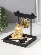 Японский сад камней настольный «Дзен. Будда в кремовом у гонга», с подставкой для благовоний и набором аксессуаров, 13.2×15×16 см  (артикул 10961673)  большой выбор товаров оптом и в розницу по низким ценам с доставкой