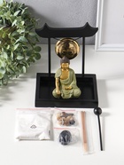 Японский сад камней настольный «Дзен. Будда в зелёном у гонга», с подставкой для благовоний и набором аксессуаров, 13.2×15×16 см  (артикул 11006431)  большой выбор товаров оптом и в розницу по низким ценам с доставкой