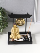 Японский сад камней настольный «Дзен. Будда в светлом, медитация у гонга», с подставкой для благовоний и набором аксессуаров, 13.2×15×16 см  (артикул 11006432)  большой выбор товаров оптом и в розницу по низким ценам с доставкой