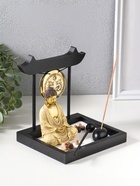 Японский сад камней настольный «Дзен. Будда в светлом, медитация у гонга», с подставкой для благовоний и набором аксессуаров, 13.2×15×16 см  (артикул 11006432)  большой выбор товаров оптом и в розницу по низким ценам с доставкой