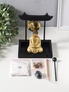 Японский сад камней настольный «Дзен. Будда в светлом, медитация у гонга», с подставкой для благовоний и набором аксессуаров, 13.2×15×16 см  (артикул 11006432)  большой выбор товаров оптом и в розницу по низким ценам с доставкой