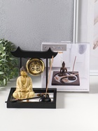 Японский сад камней настольный «Дзен. Будда в светлом, медитация у гонга», с подставкой для благовоний и набором аксессуаров, 13.2×15×16 см  (артикул 11006432)  большой выбор товаров оптом и в розницу по низким ценам с доставкой