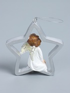 УЦЕНКА Сувенир полистоун подвеска "Ангелочек на звёздочке" серебристые крылья 4,5х11х11 см 1100835 - Фото 5