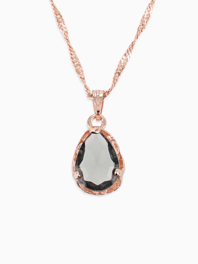 Гарнитур 3 предмета: серьги, кулон, кольцо безразмерное «Эдель» капля, цвет серый в золоте, 45см