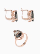 Гарнитур 3 предмета: серьги, кулон, кольцо безразмерное «Эдель» капля, цвет серый в золоте, 45 см - Фото 4