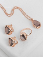 Гарнитур 3 предмета: серьги, кулон, кольцо безразмерное «Эдель» капля, цвет серый в золоте, 45 см - Фото 7