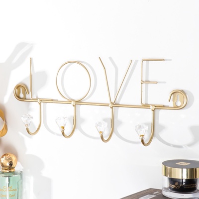 УЦЕНКА Крючки декоративные металл «Надпись - Love» золото 13×31 см