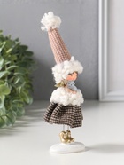 Сувенир полистоун "Ангелочек в клетчатом наряде с мехом, с лисичкой" 5х4х17,5 см - фото 809554362