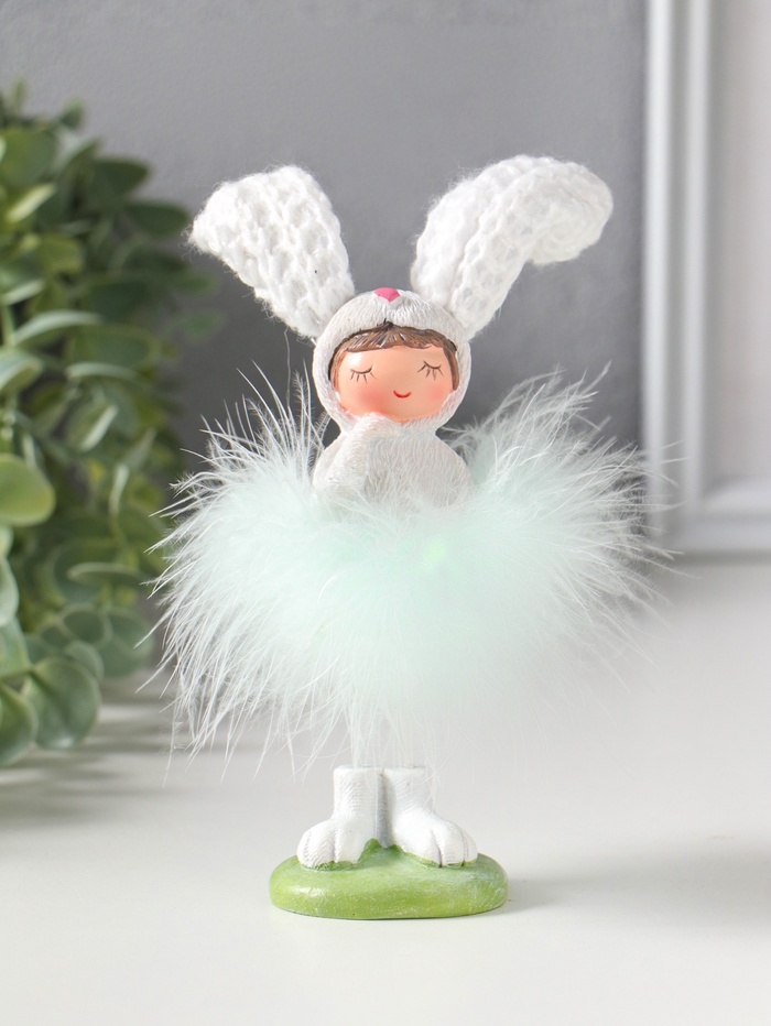 Фигурка полистоун «Малышка-зайка пушок стесняшка», 4.5×4×18 см - Фото 1