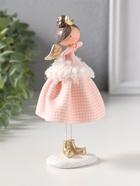 Сувенир полистоун "Ангелочек в розовом клетчатом наряде с мехом" 6х5,5х17,5 см - фото 809554377