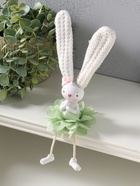 Сувенир полистоун "Заюшка с розовым бантиком в цветочной юбочке" длинные ножки 4,8х4х24,5 см   10928  (артикул 10928798)  большой выбор товаров оптом и в розницу по низким ценам с доставкой