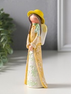 Сувенир полистоун "Малышка-ангел в желтой накидке и шляпке" 6х4,2х17 см - фото 809554388