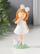 Сувенир полистоун "Малышка в платье в горох, с бантом в волосах, с единорогом" 5х3,7х13 см   1092989 - фото 809554435