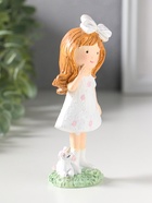 Сувенир полистоун "Малышка в платье в горох, с бантом в волосах, с единорогом" 5х3,7х13 см   1092989 - фото 809554436