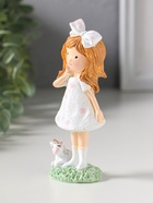 Сувенир полистоун "Малышка в платье в горох, с бантом в волосах, с единорогом" 5х3,7х13 см   1092989 - фото 809554438