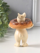 Сувенир полистоун "Зайчик с пончиком в глазури на шее" 8,8х7,8х12 см - фото 809554442