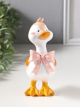 Фигурка полистоун «Утёнок в розовом бантике в горошек», 9.5×6.5×17 см