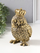 Сувенир полистоун "Золотая сова в короне" 10х10х16 см - фото 809554475