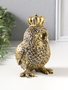 Сувенир полистоун "Золотая сова в короне" 10х10х16 см - фото 809554476