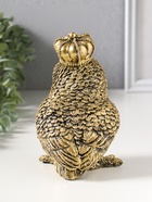 Сувенир полистоун "Золотая сова в короне" 10х10х16 см - фото 809554477