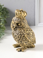 Сувенир полистоун "Золотая сова в короне" 10х10х16 см - фото 809554478