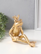 Сувенир полистоун "Принцесса-лягушка в короне" золото 19х9,3х16,5 см - фото 809554486