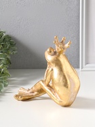 Сувенир полистоун "Принцесса-лягушка в короне" золото 19х9,3х16,5 см - фото 809554488