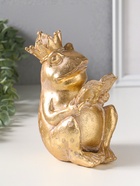 Сувенир полистоун "Лягушка в короне, читает книгу" золото 12х9,3х17 см - фото 809554491