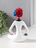 Сувенир полистоун "Девушка-йогиня в позе лотоса, с цветами" чёрный 12,5х9,5х19,5 см - фото 809554502