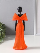 Фигура полистоун «Девушка в ярко-оранжевом платье с большим бантом», чёрный, 11×9.5×30.5 см - Фото 3