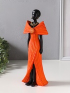 Фигура полистоун «Девушка в ярко-оранжевом платье с большим бантом», чёрный, 11×9.5×30.5 см - Фото 4