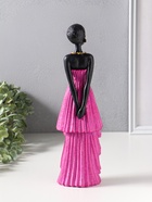 Фигура полистоун «Девушка в ярко-розовом платье с оборками», чёрный, 9×8.5×30.5 см - Фото 3