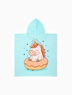 Полотенце - пончо детское LoveLife «Единорог», махра, 100% хлопок 300 г/м, 60×120 см, голубое  (артикул 10951793)  большой выбор товаров оптом и в розницу по низким ценам с доставкой