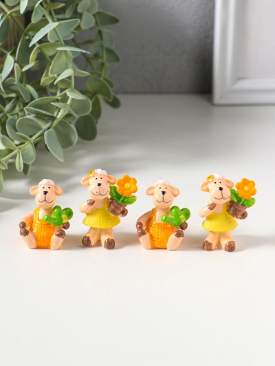 Набор фигурок 4 шт. «Барашки в огороде», полистоун, 1.5×2×4 см