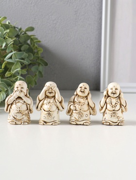 Набор фигурок 4 шт. «Хотей - не слышу, не вижу, не скажу», полистоун, беж, 3×3.5×5.5 см  (артикул 10956745)  большой выбор товаров оптом и в розницу по низким ценам с доставкой