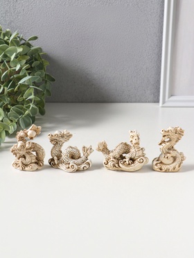 Набор фигурок 4 шт. «Китайский дракон», полистоун, беж, 3×4×6.5 см  (артикул 10956747)  большой выбор товаров оптом и в розницу по низким ценам с доставкой