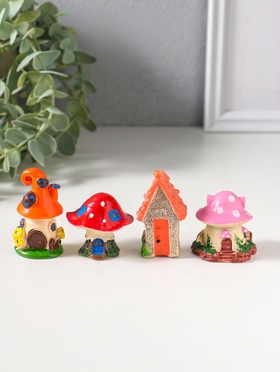 Набор фигурок 4 шт. «Домики-грибочки», полистоун, 3.5×3.5×5 см  (артикул 10956758)  большой выбор товаров оптом и в розницу по низким ценам с доставкой