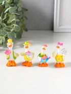 Набор фигурок 4 шт. «Гусятки в ярких нарядах», полистоун, 2.5×2.5×5.5 см  (артикул 10956762)  большой выбор товаров оптом и в розницу по низким ценам с доставкой