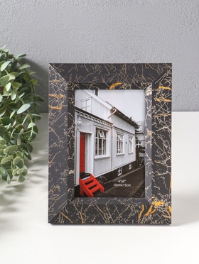 Фоторамка для фото 10×15 см «Гедеон», пластик, чёрный с под золотом, 21×16×2 см  (артикул 10974063)  большой выбор товаров оптом и в розницу по низким ценам с доставкой