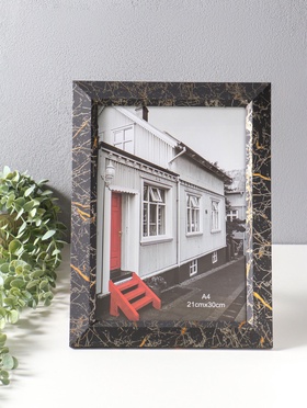 Фоторамка для фото А4 формат «Гедеон», пластик, чёрный с под золотом, 36×27×2 см  (артикул 10974072)  большой выбор товаров оптом и в розницу по низким ценам с доставкой