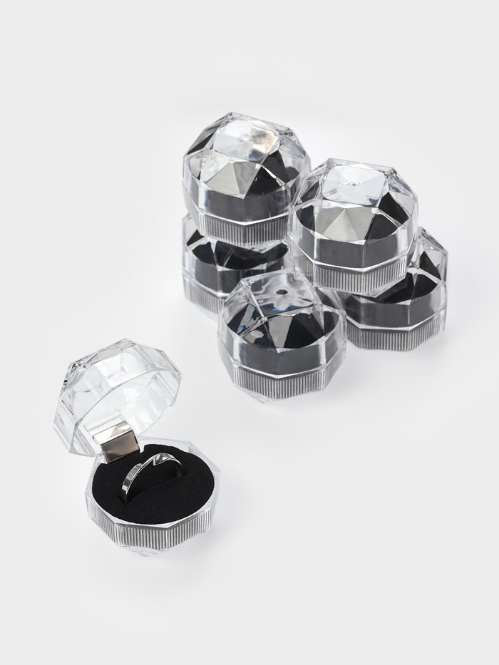 Набор футляров под кольцо 6 шт. «Шарик», пластик, 4×4×4.5 см, вставка чёрная