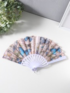 Веер пластик, текстиль "Синие бабочки и старые газеты" 22,5 см  (артикул 10967176)  большой выбор товаров оптом и в розницу по низким ценам с доставкой